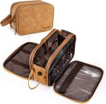 BAGSPRITE Toiletry Bag for Men, Travel Bag for Toiletries, Mens Toiletry Bag Shaving Dopp Kit Organizer, Large Water-resistant Travel Bathroom Bag for Traveling, Black/Brown